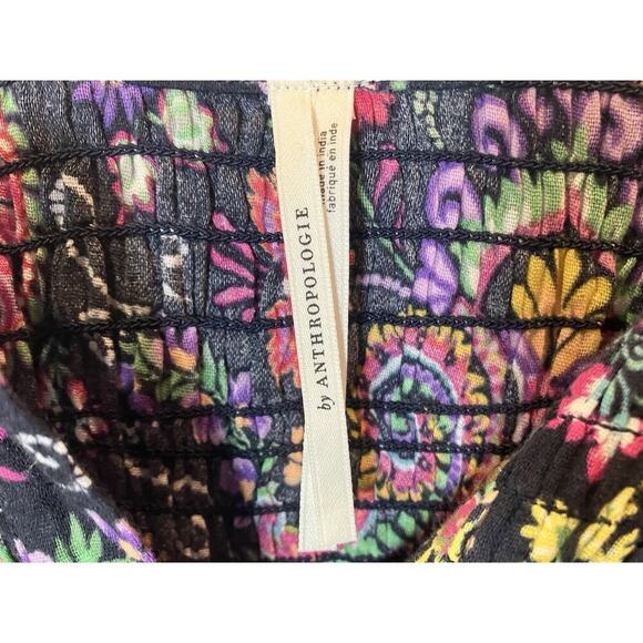 Anthropologie Bohemian Buttons Down Mini Dress Long Sleeves Size XXS Paisley - Picture 3 of 10